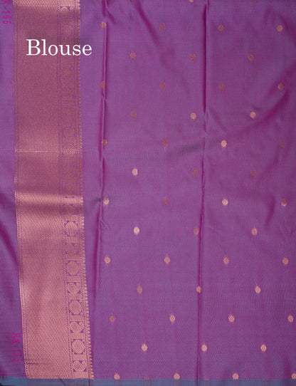 Beautiful Dual Tone Peacock Blue Semi Soft Silk Saree With Traditional Evening Morning Border
