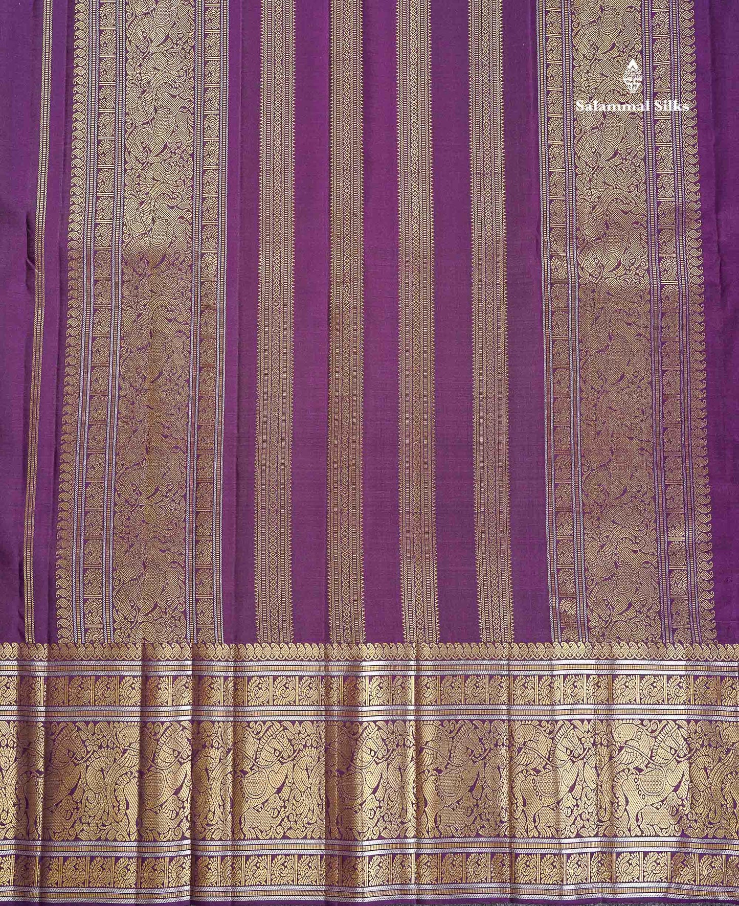 2G Zari Kanjivaram Silk Saree - Wine Purple Colour Body With Traditional Long Border