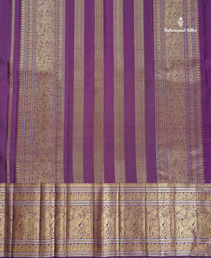 2G Zari Kanjivaram Silk Saree - Wine Purple Colour Body With Traditional Long Border