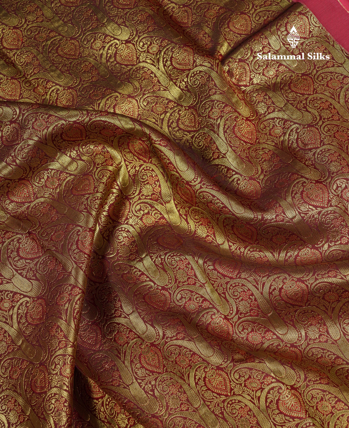 Beautiful Dark Brown Bridal Pure Kanjivaram Silk Saree With Contract Light Pink Traditional Border