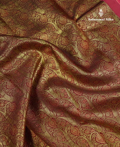 Beautiful Dark Brown Bridal Pure Kanjivaram Silk Saree With Contract Light Pink Traditional Border