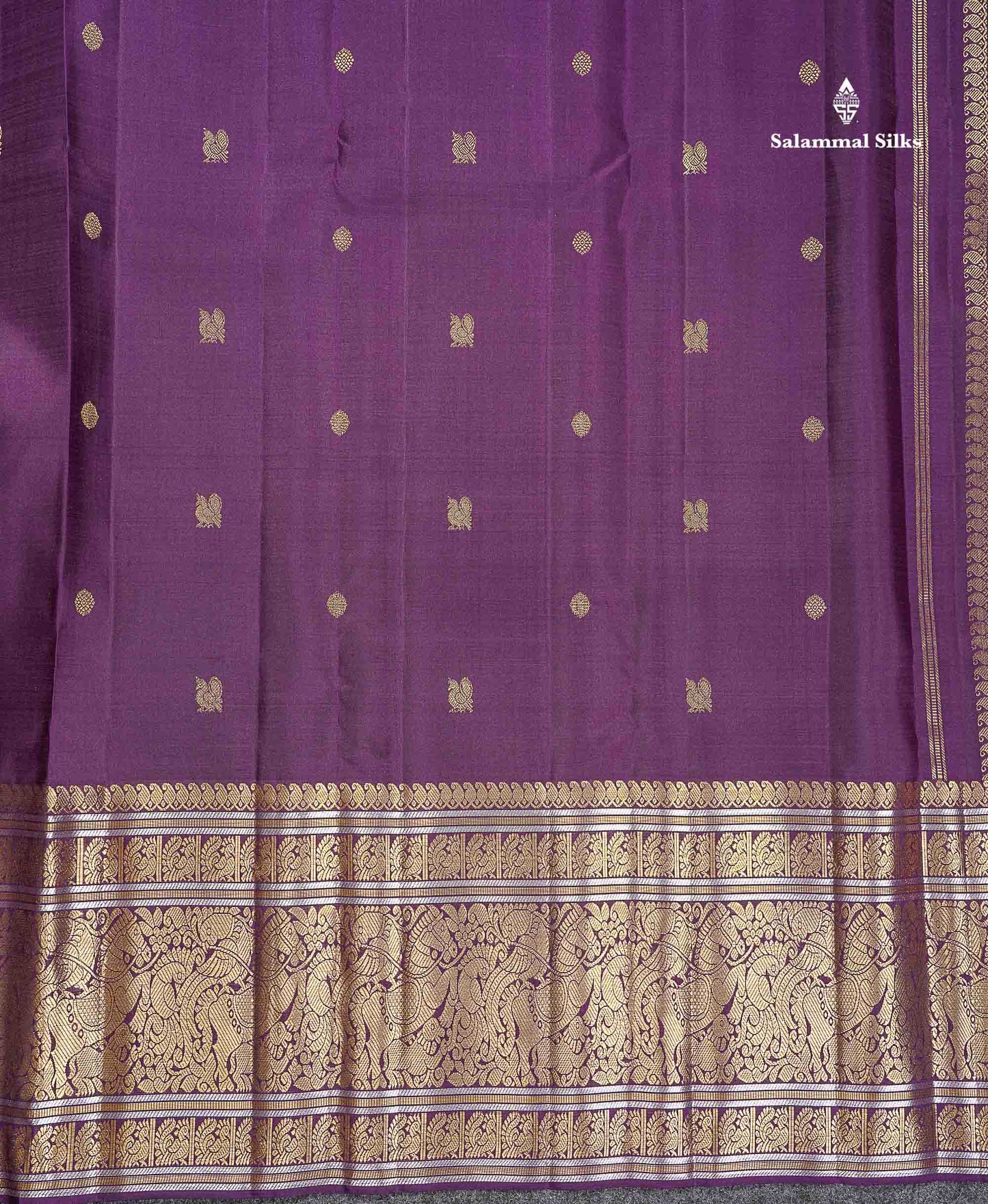2G Zari Kanjivaram Silk Saree - Wine Purple Colour Body With Traditional Long Border