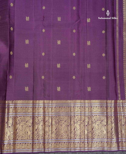 2G Zari Kanjivaram Silk Saree - Wine Purple Colour Body With Traditional Long Border