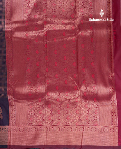 Beautiful Dual Tone Peacock Blue Semi Soft Silk Saree With Traditional Evening Morning Border