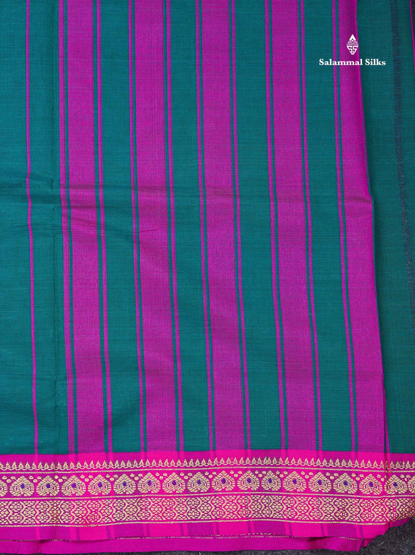 Beautiful Chilly Red Plain Pure Cotton Saree With Contrast Violet Menakari Traditional Border