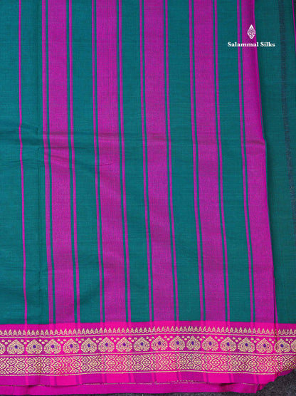 Beautiful Chilly Red Plain Pure Cotton Saree With Contrast Violet Menakari Traditional Border