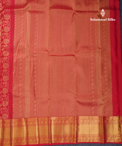 Beautiful Reddish Maroon Pure Kanjivaram Silk Saree With Traditional Border