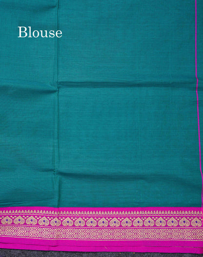 Beautiful Chilly Red Plain Pure Cotton Saree With Contrast Violet Menakari Traditional Border
