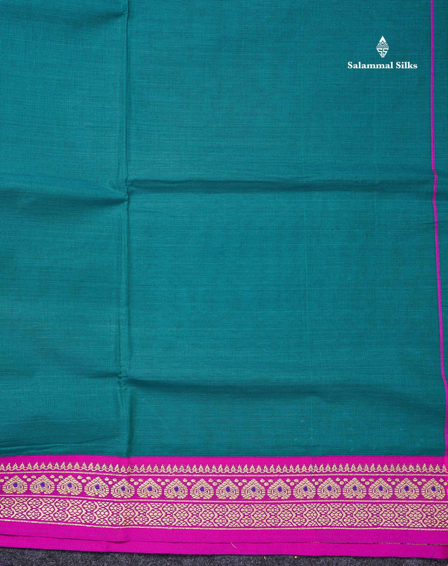 Beautiful Chilly Red Plain Pure Cotton Saree With Contrast Violet Menakari Traditional Border