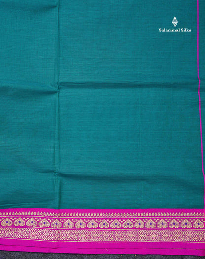 Beautiful Chilly Red Plain Pure Cotton Saree With Contrast Violet Menakari Traditional Border