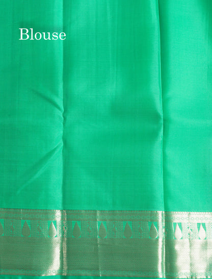 Lavender Small Checks Pure Kanjivaram Silk Saree With Silver Zari Border