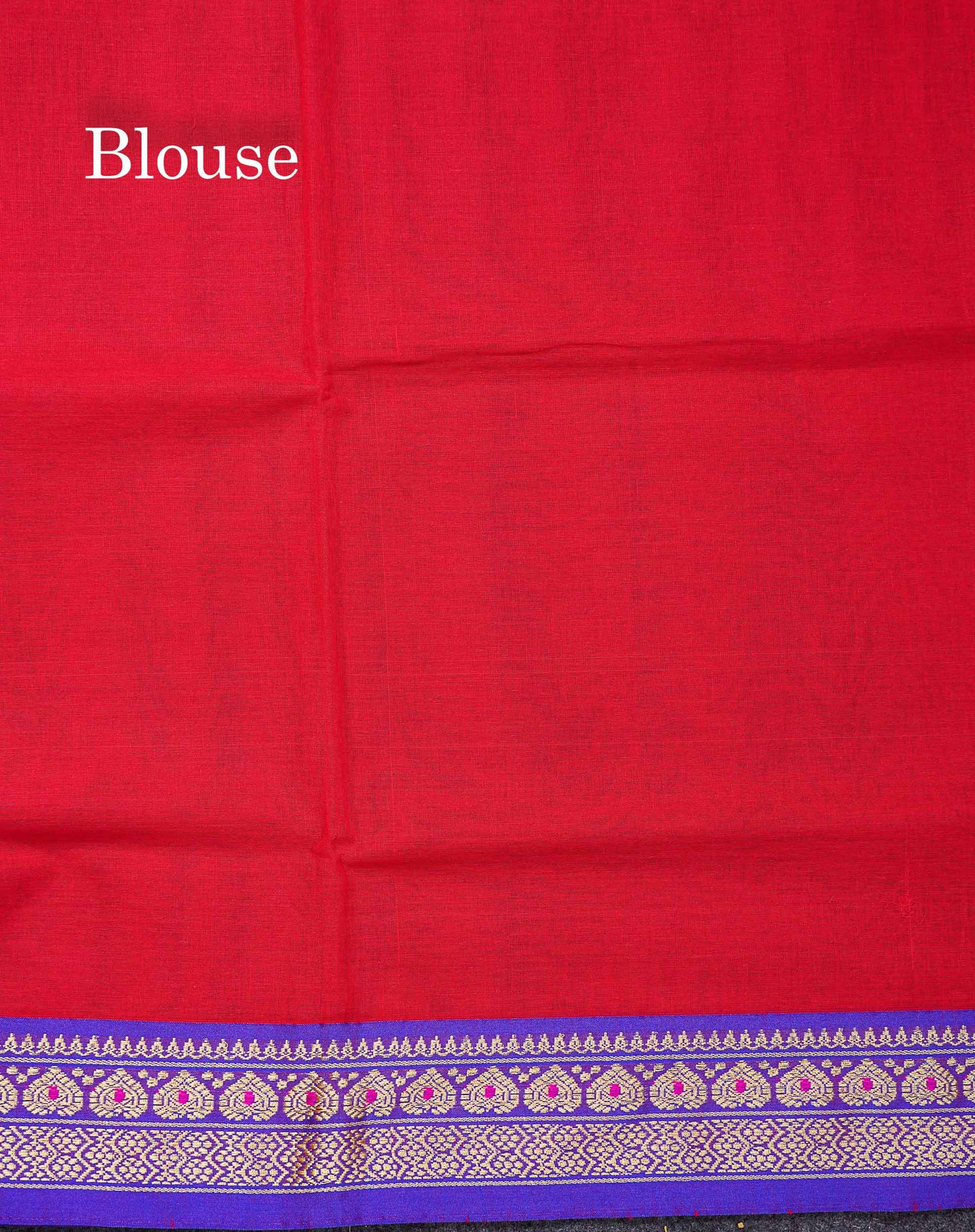 Beautiful Chilly Red Plain Pure Cotton Saree With Contrast Violet Menakari Traditional Border