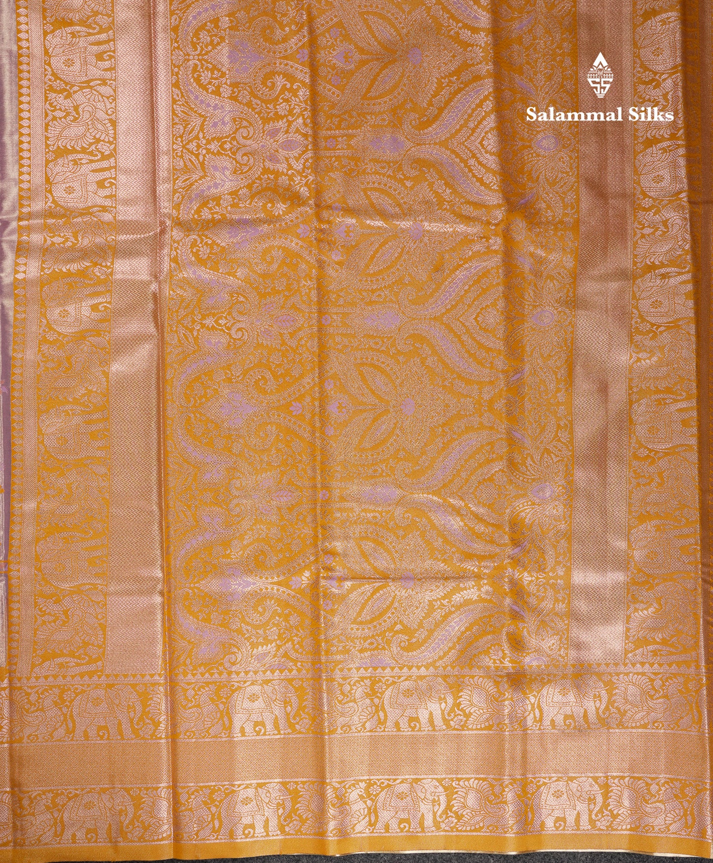 Beautiful Blue Menakari Work Tissue Semi Silk Saree With Contrast Mustard Yellow Traditional Temple Evening Morning Border