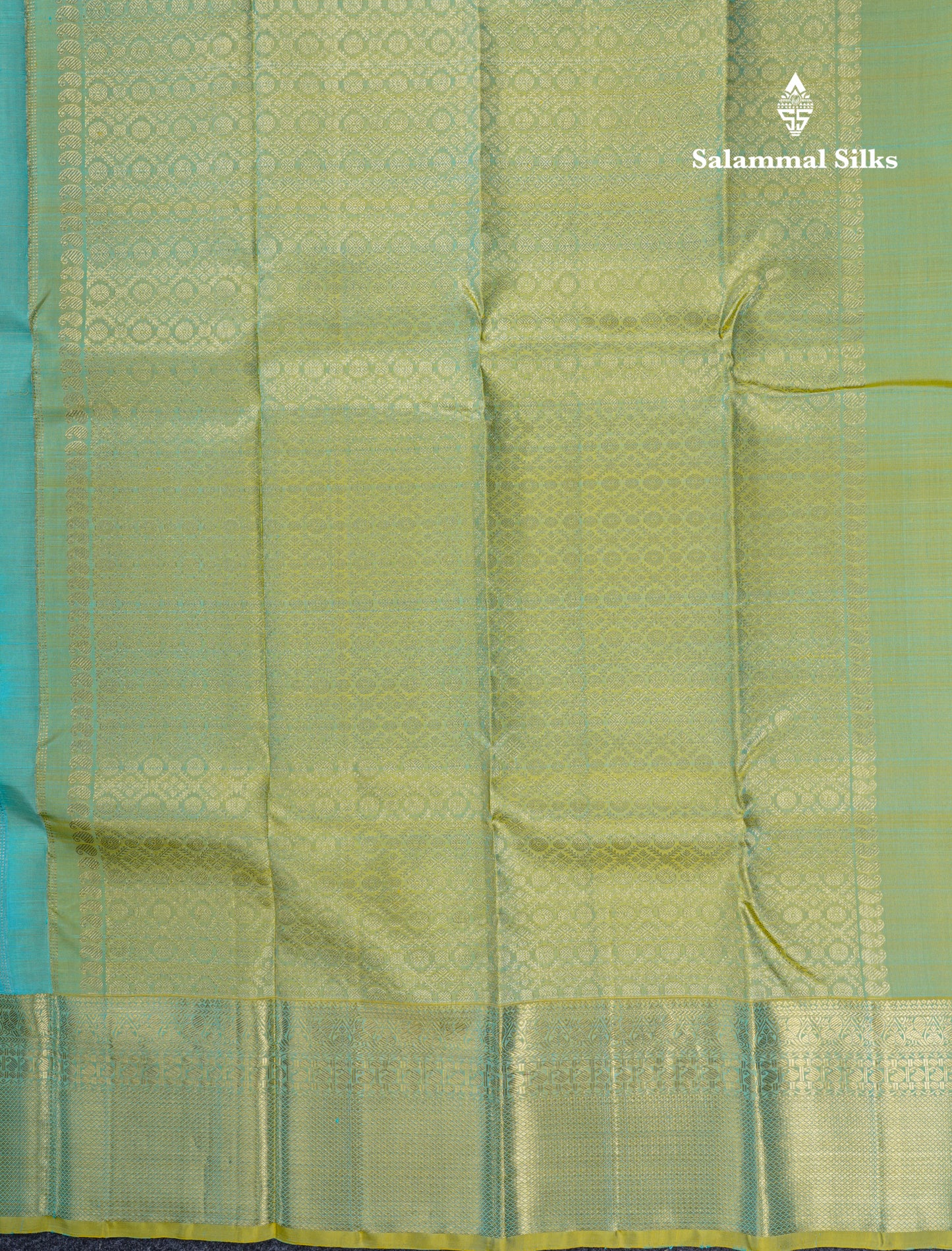 Pastel Blue Pure Kanjivaram Silk Saree With Contrast Manthulir Green Border