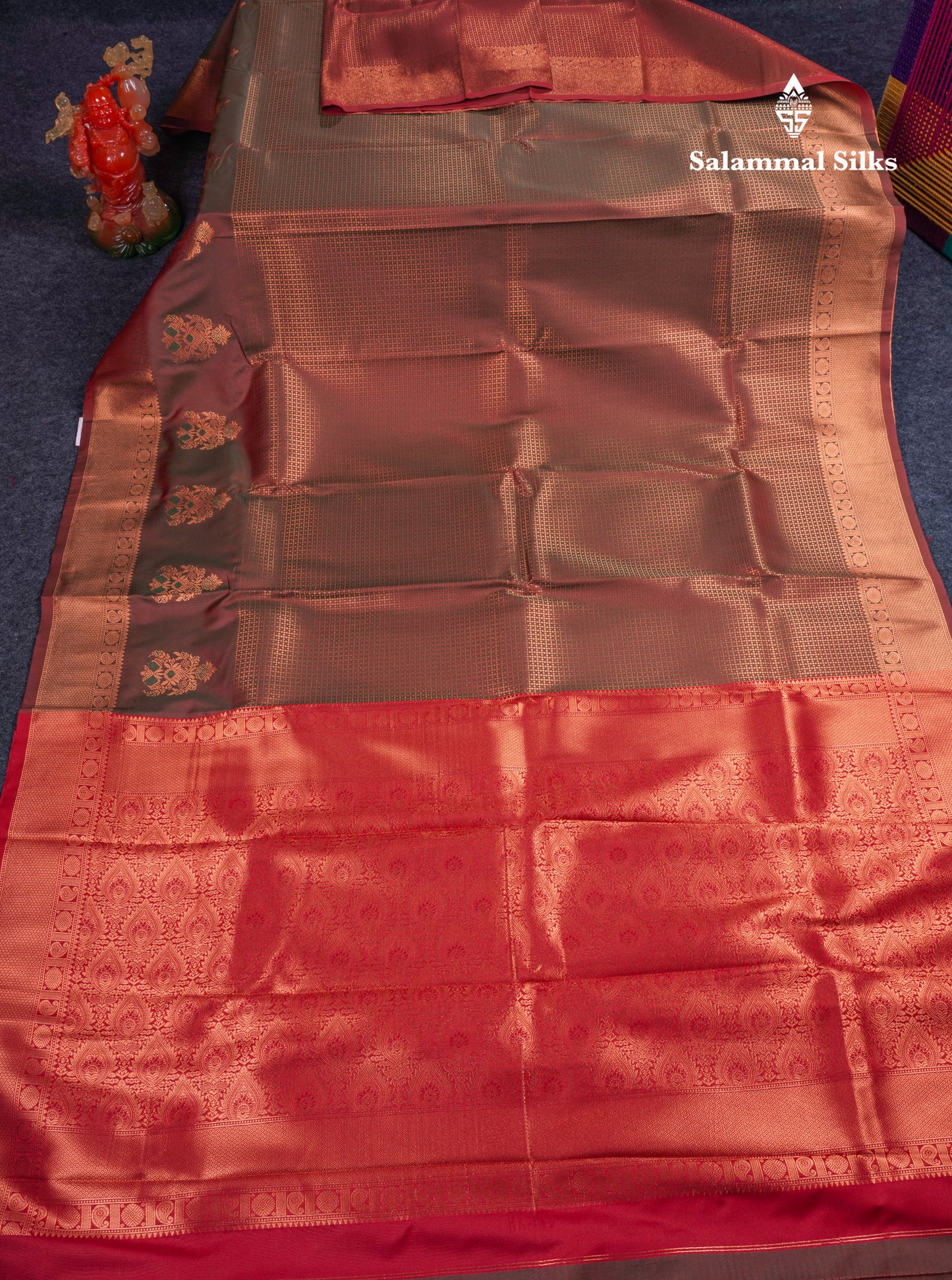 Beautiful Dual Tone Peacock Blue Semi Soft Silk Saree With Traditional Evening Morning Border