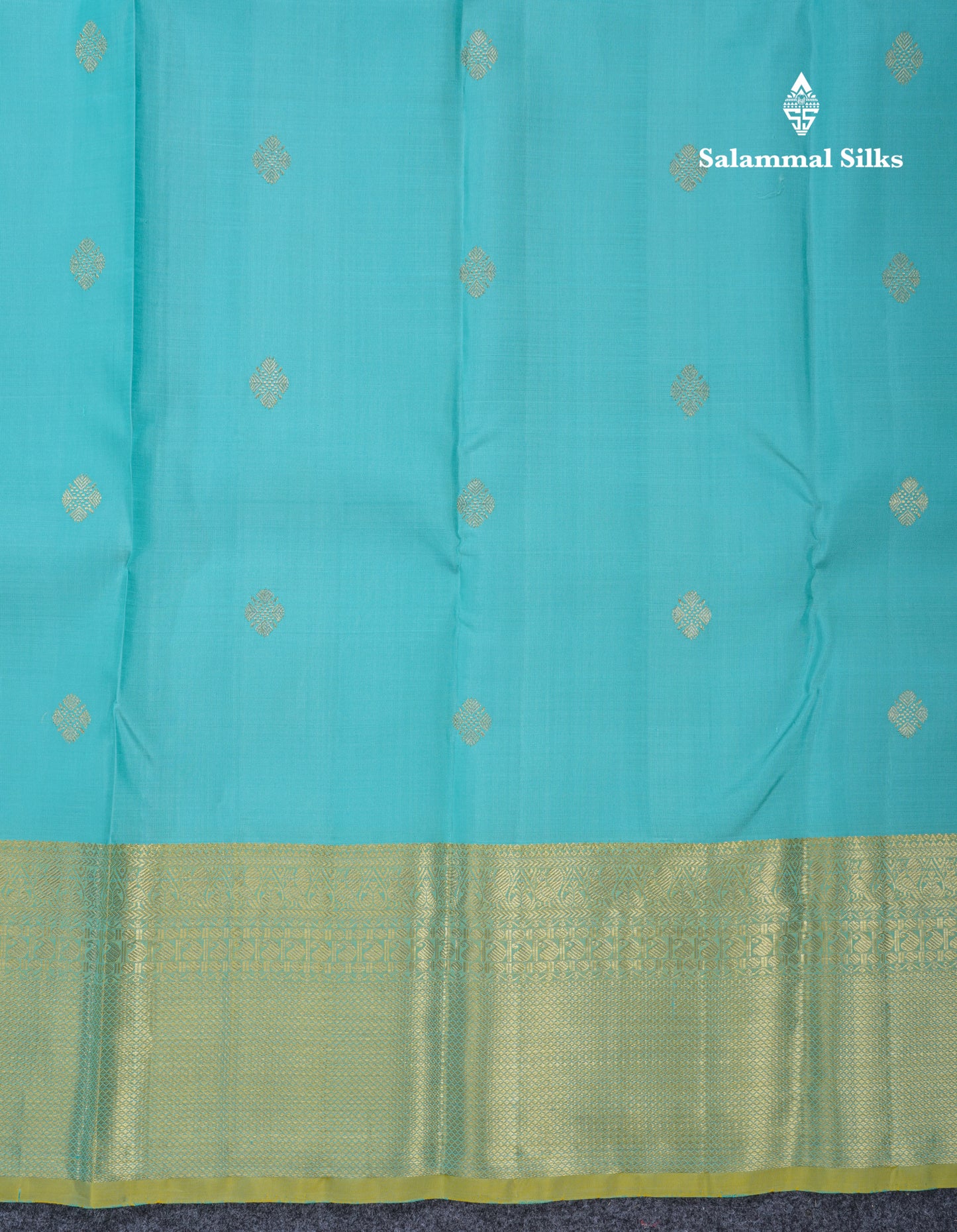 Pastel Blue Pure Kanjivaram Silk Saree With Contrast Manthulir Green Border
