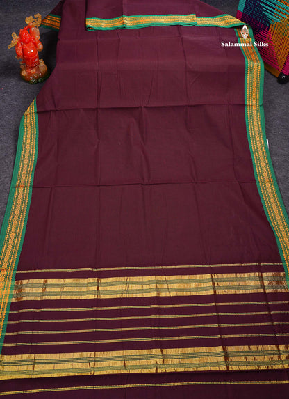 Beautiful Mango Yellow Plain Pure Cotton Saree With Contrast Dual Tone Green Traditional Border