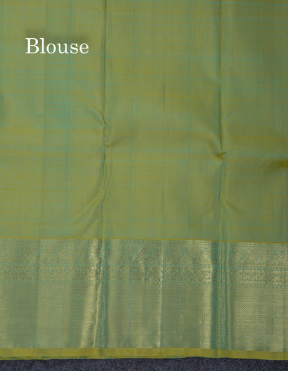 Pastel Blue Pure Kanjivaram Silk Saree With Contrast Manthulir Green Border