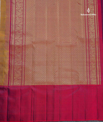 Pure Kanjivaram Silk Saree - Mehandi Green Colour Body With Contrast Dual Tone Maroon Border