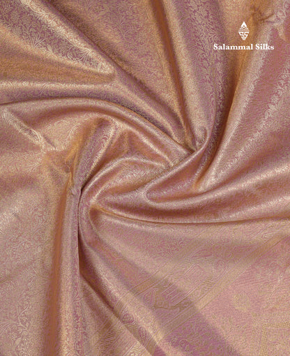 Beautiful Copper Tissue Silk Mix Saree With Contrast Violet Blouse