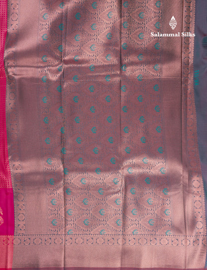 Beautiful Dual Tone Peacock Blue Semi Soft Silk Saree With Traditional Evening Morning Border