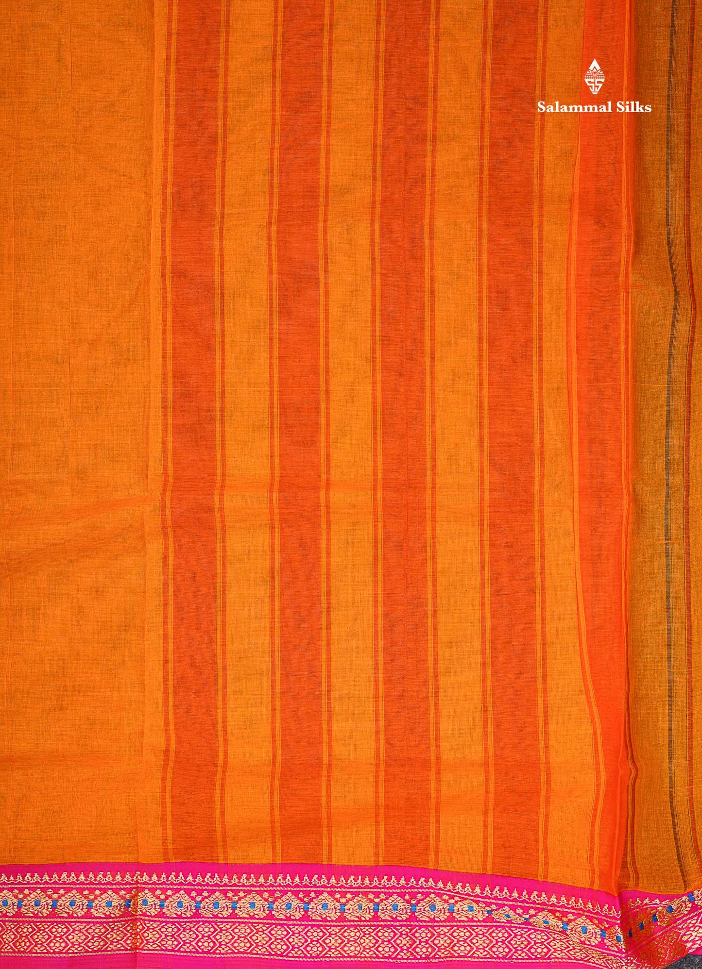 Beautiful Chilly Red Plain Pure Cotton Saree With Contrast Violet Menakari Traditional Border