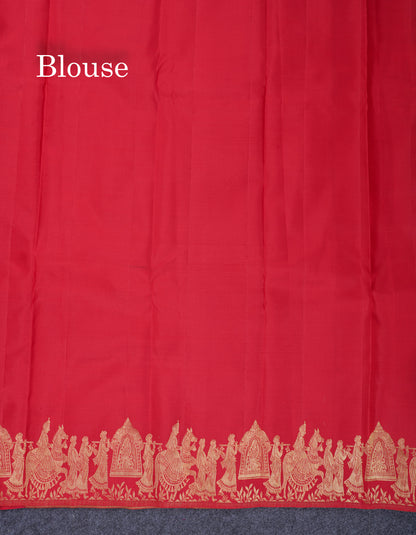 Beautiful Reddish Maroon Pure Kanjivaram Silk Saree With Traditional Pallaku Border