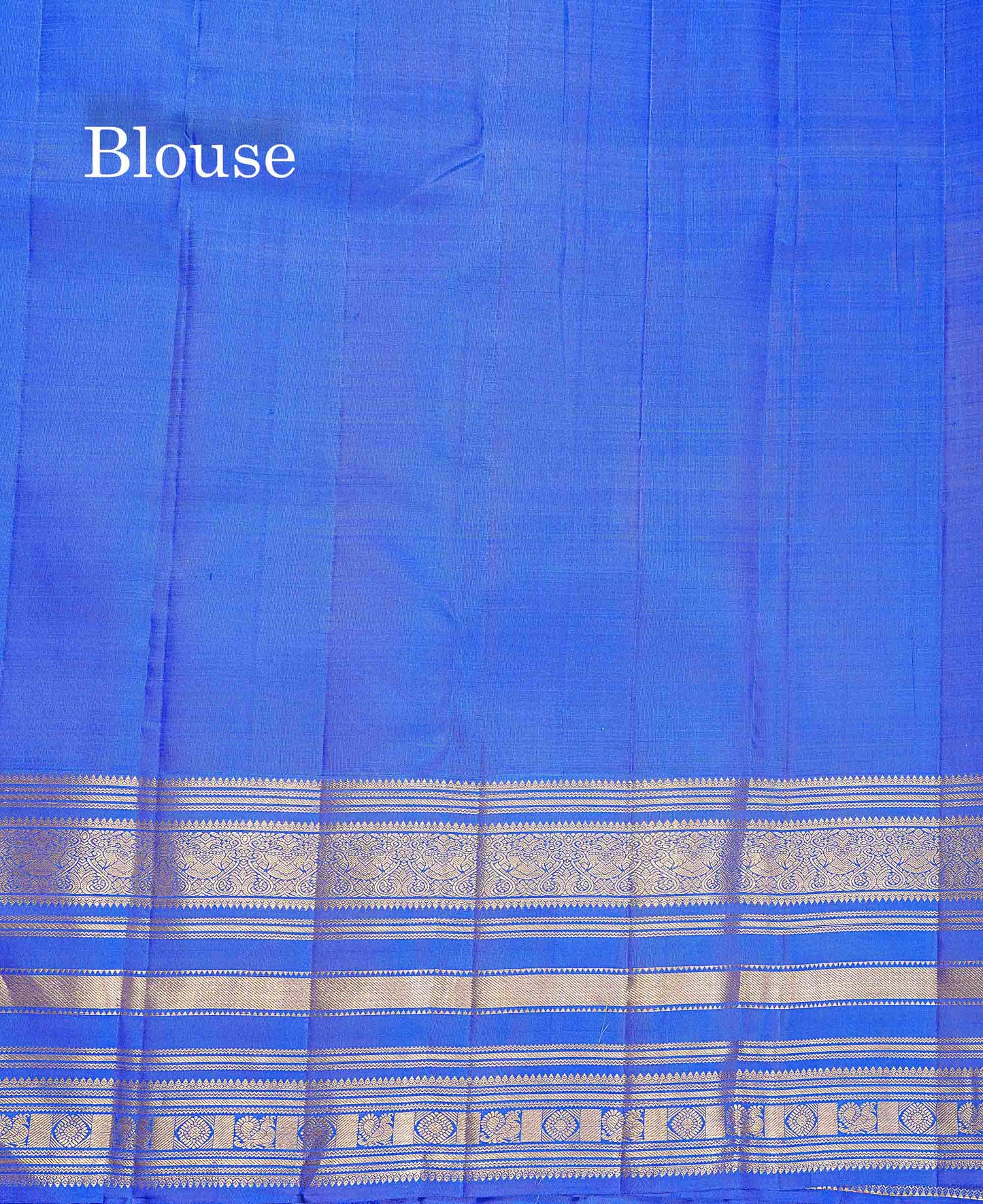 Pure Kanjivaram Silk Saree - Royal Blue Colour Body Horizontal Zari Stripes With Traditional Long Border
