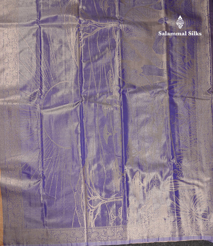 Beautiful Copper Tissue Silk Mix Saree With Contrast Violet Blouse