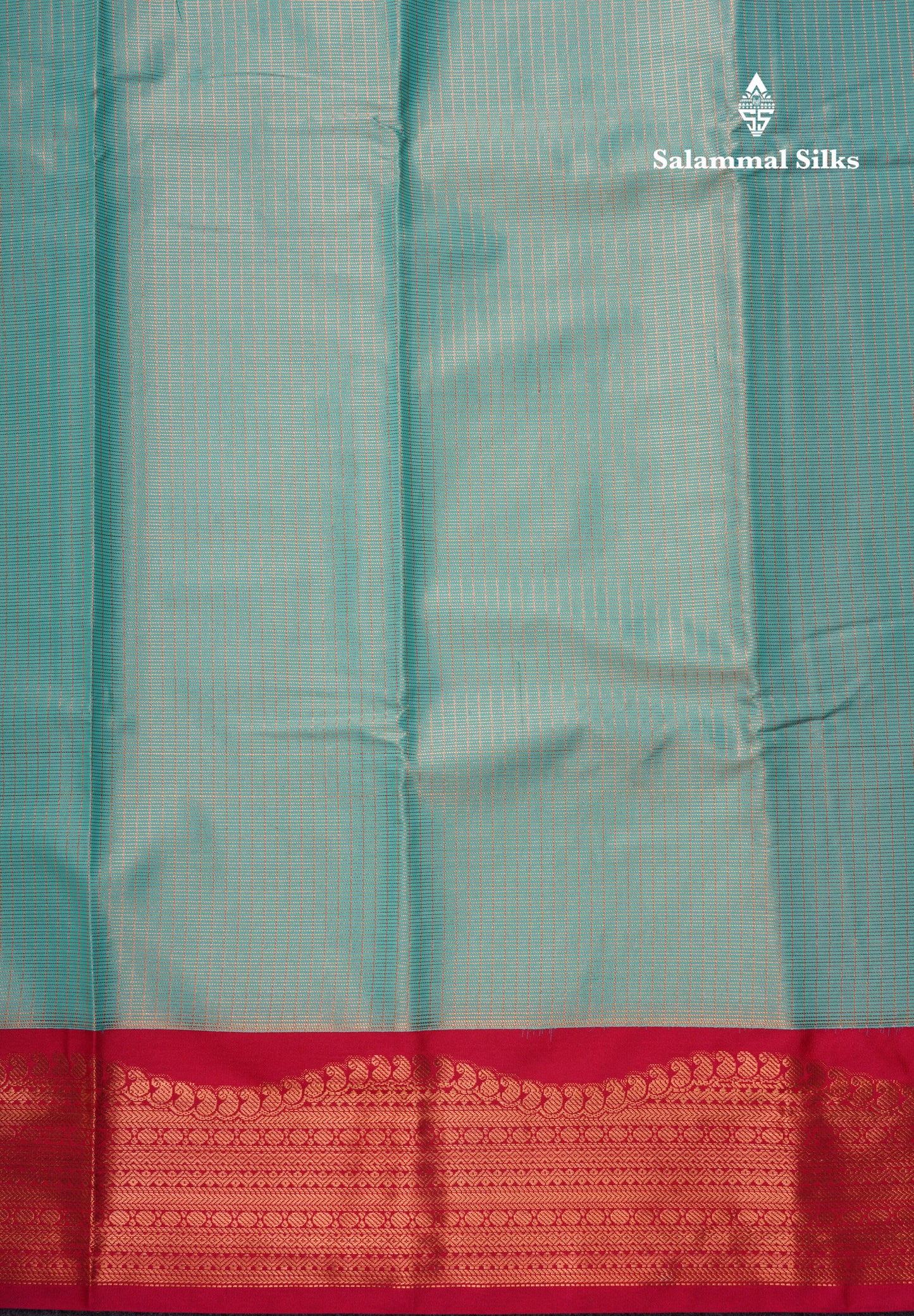 Sea Blue Tiny Zari Checks Semi Silk Saree With Contrast Pink Turning Border
