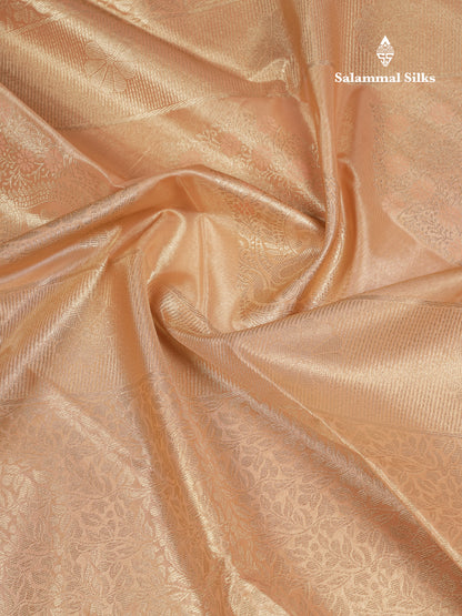Beautiful Copper Tissue Silk Mix Saree With Contrast Violet Blouse