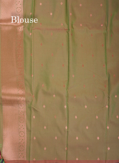 Beautiful Dual Tone Peacock Blue Semi Soft Silk Saree With Traditional Evening Morning Border