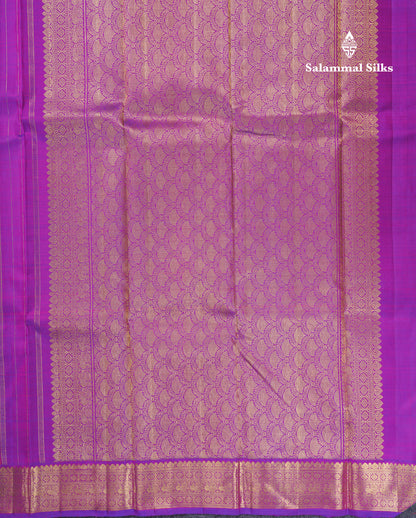 Dual Tone Pinkish Orange Pure Kanjivaram Silk Saree With Contrast Vadamalli Small Traditional Border