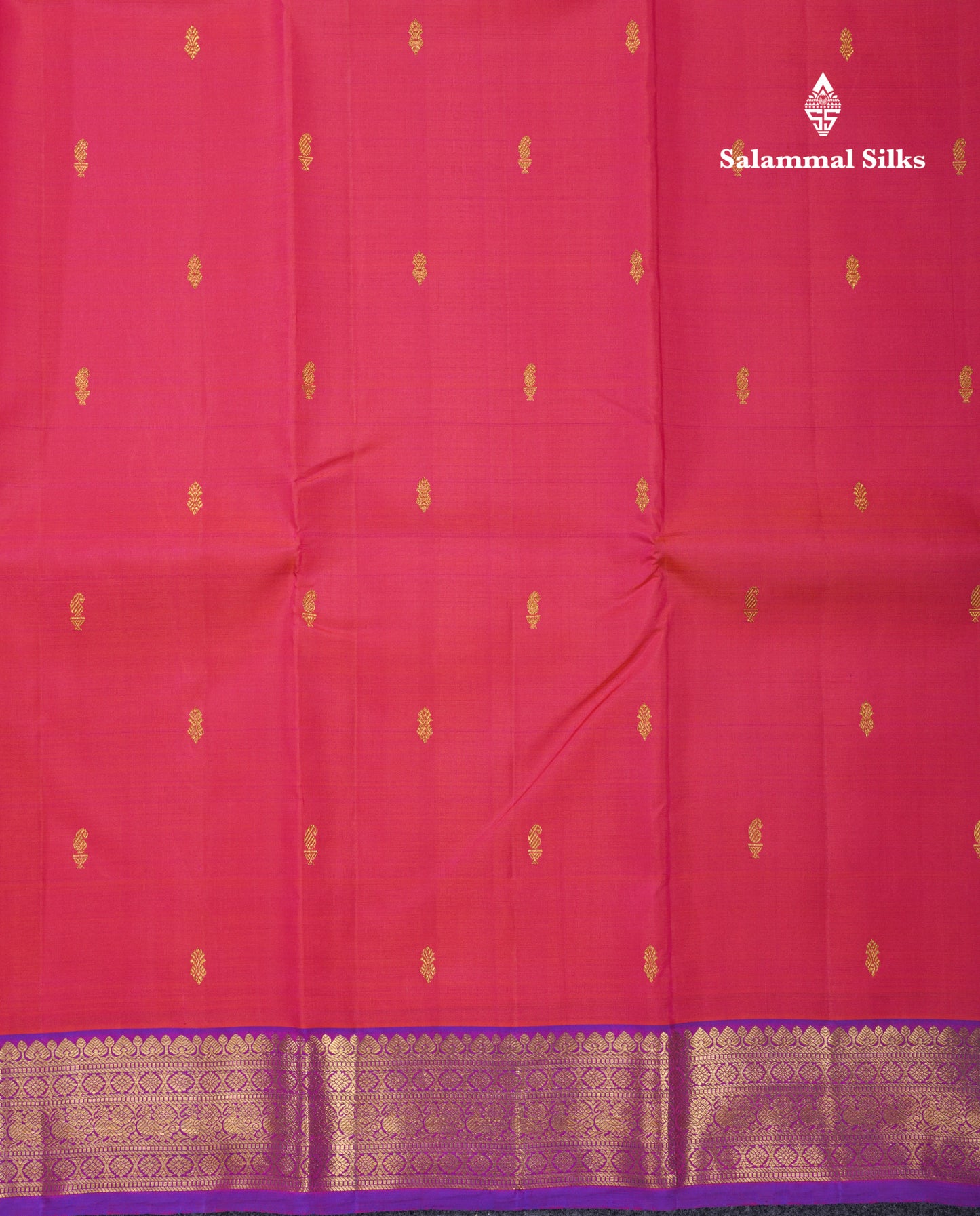 Dual Tone Pinkish Orange Pure Kanjivaram Silk Saree With Contrast Vadamalli Small Traditional Border