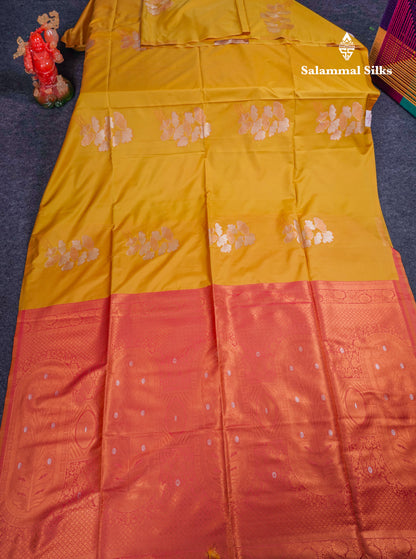 Beautiful Peacock Blue Silver And Gold Zari Meena Work Buttas Semi Soft Silk Saree With Contrast Purple Blouse