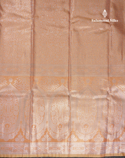 Beautiful Copper Tissue Silk Mix Saree With Contrast Violet Blouse