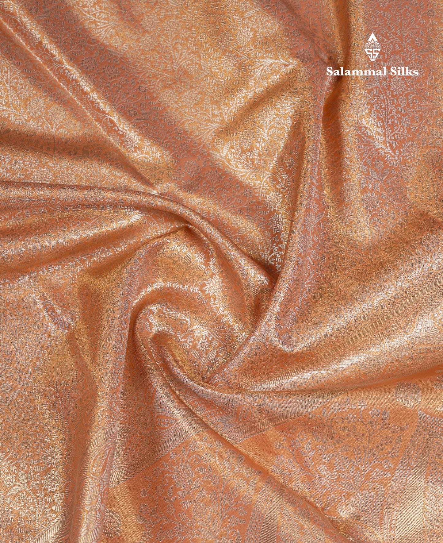 Beautiful Copper Tissue Silk Mix Saree With Contrast Violet Blouse