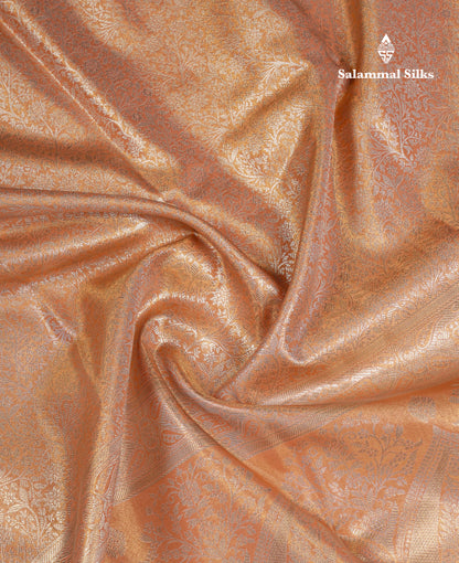 Beautiful Copper Tissue Silk Mix Saree With Contrast Violet Blouse
