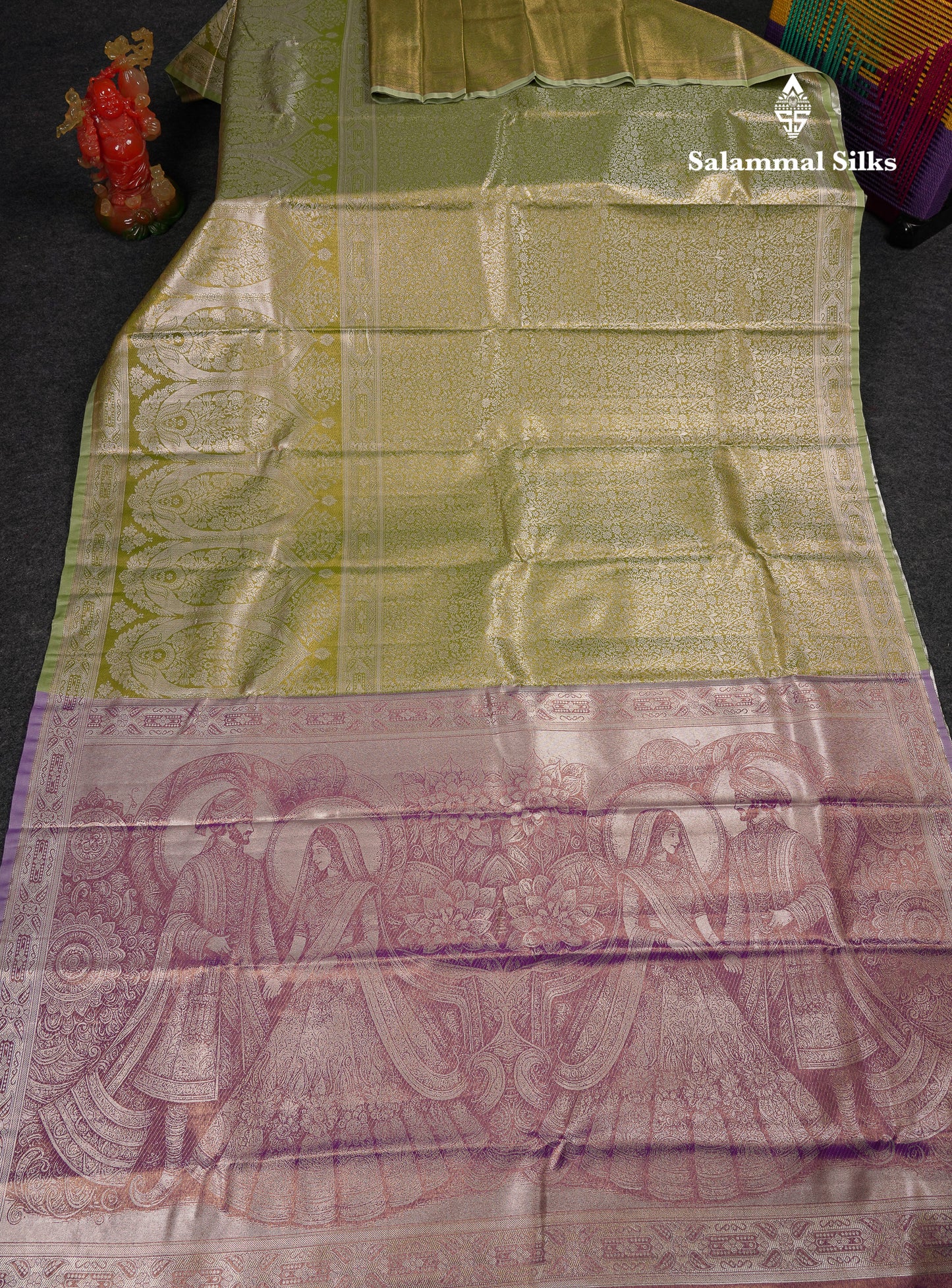 Beautiful Copper Tissue Silk Mix Saree With Contrast Violet Blouse