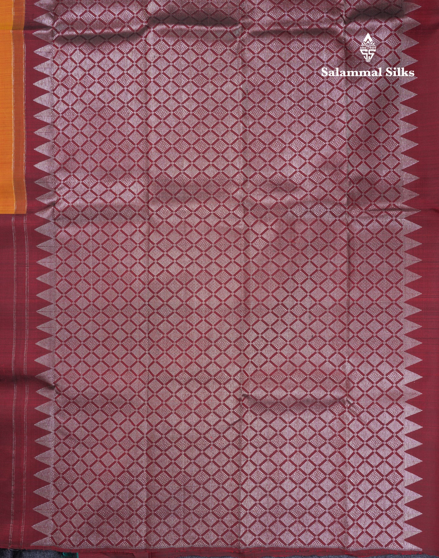 Dark Maroon and Mustard Yellow Half & Half Pure Kanjivaram Silk Saree With Contrast Dark Maroon Blouse