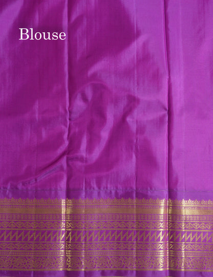 Rust Orange Pure Kanjivaram Silk Saree with Contrast Vadamalli Border