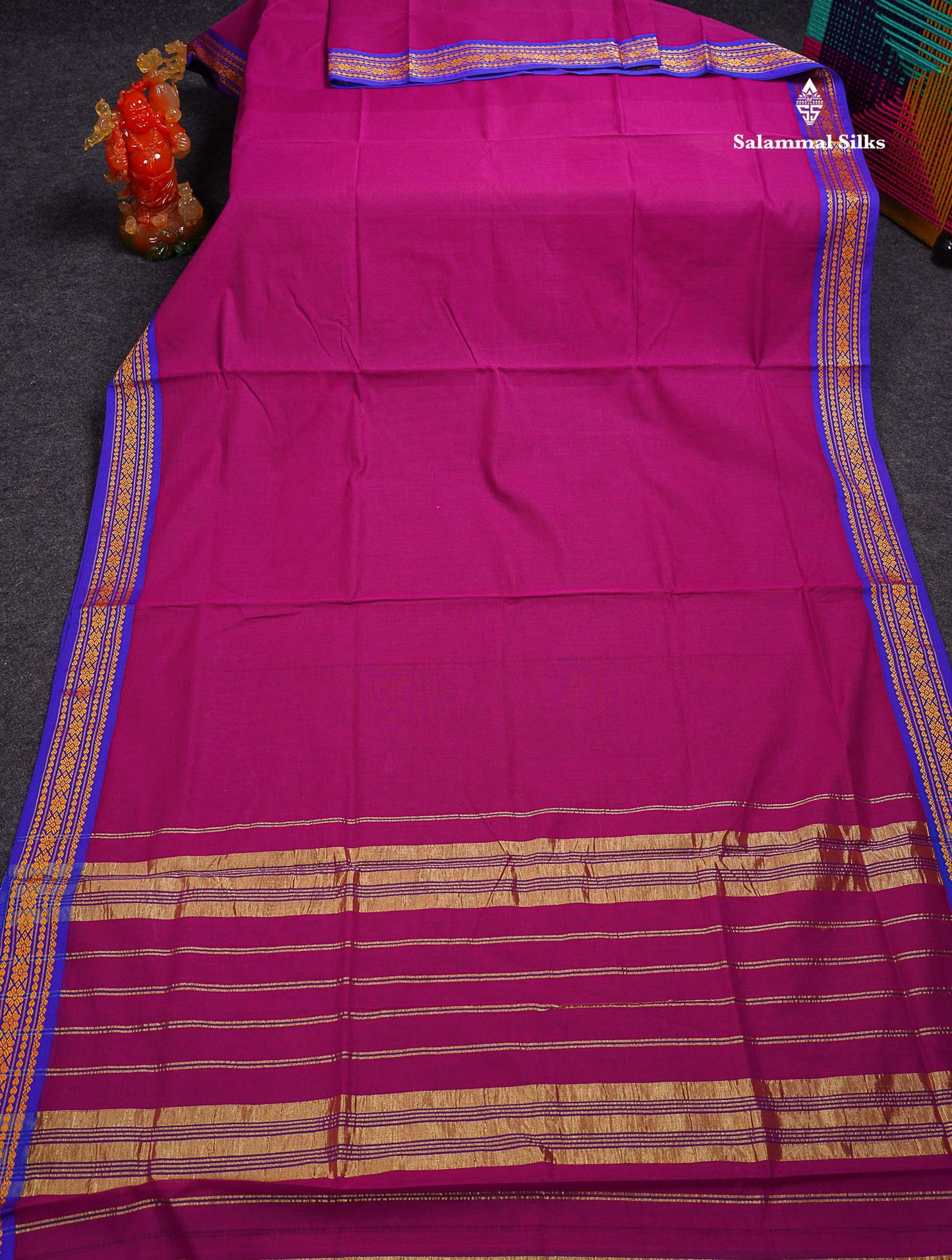 Beautiful Mango Yellow Plain Pure Cotton Saree With Contrast Dual Tone Green Traditional Border