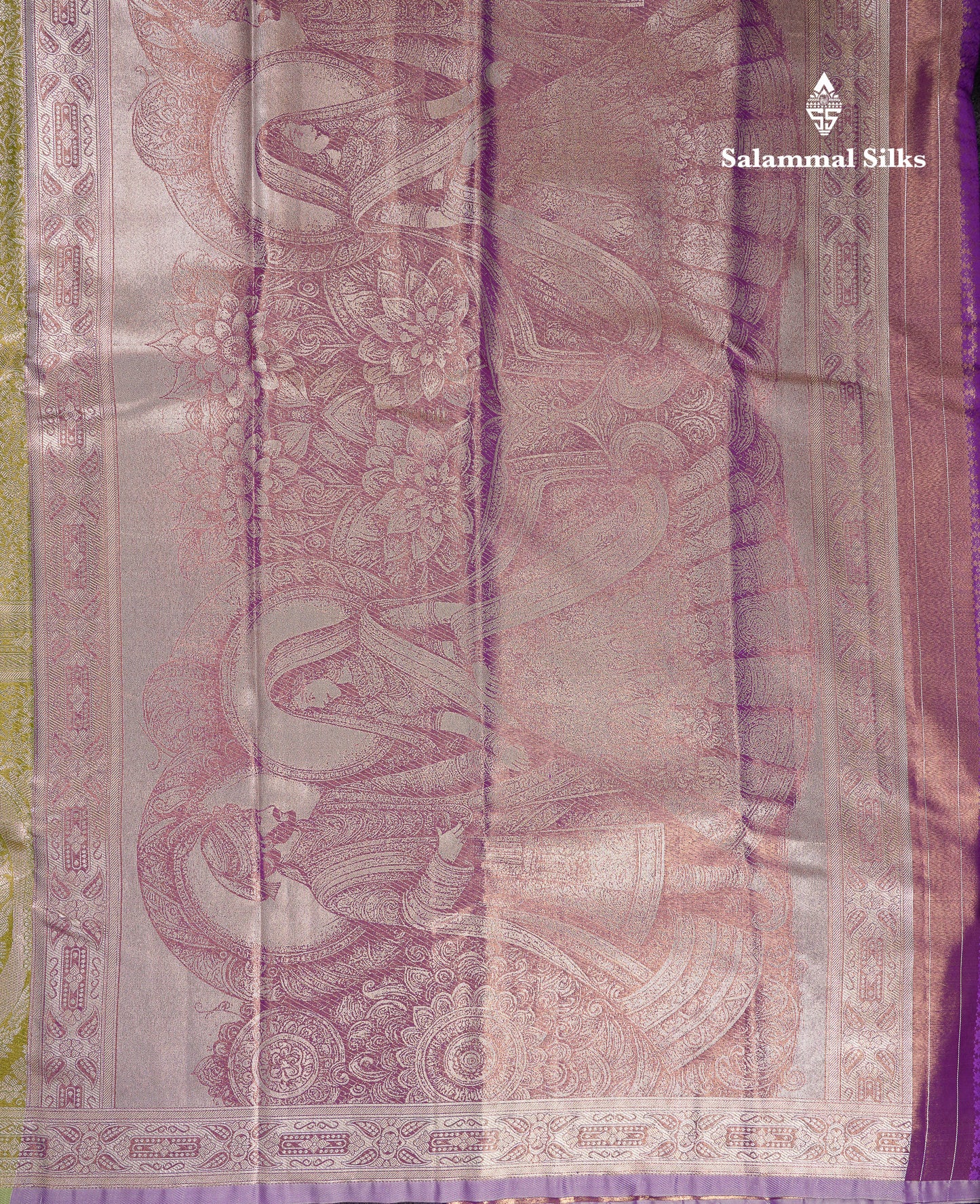 Beautiful Copper Tissue Silk Mix Saree With Contrast Violet Blouse