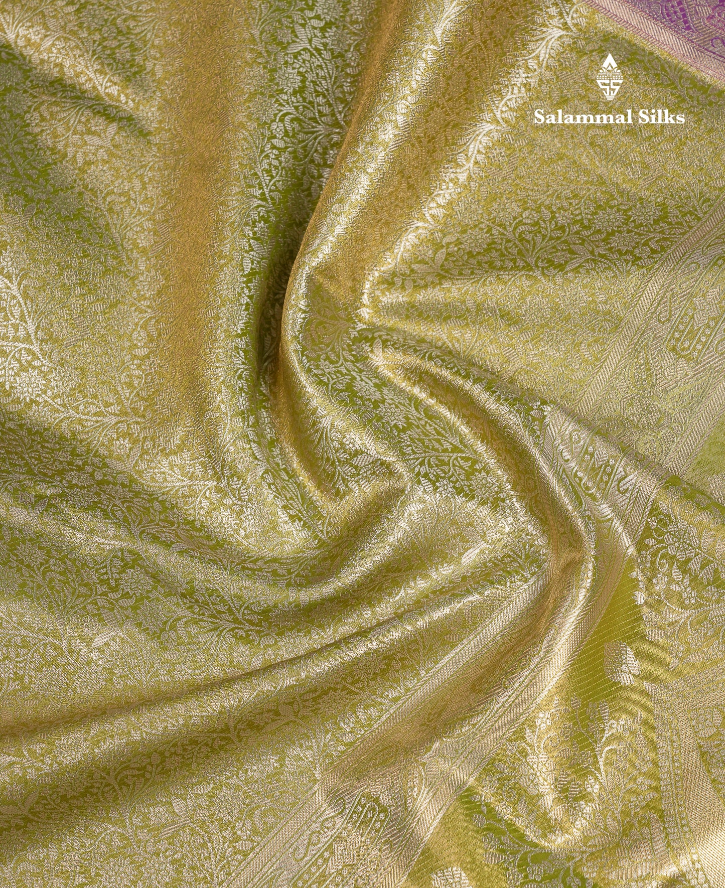 Beautiful Copper Tissue Silk Mix Saree With Contrast Violet Blouse