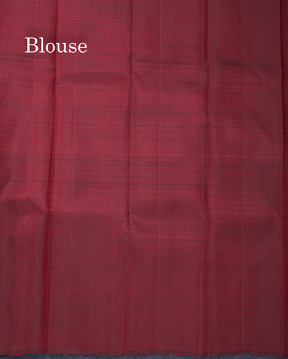 Dark Maroon and Mustard Yellow Half & Half Pure Kanjivaram Silk Saree With Contrast Dark Maroon Blouse