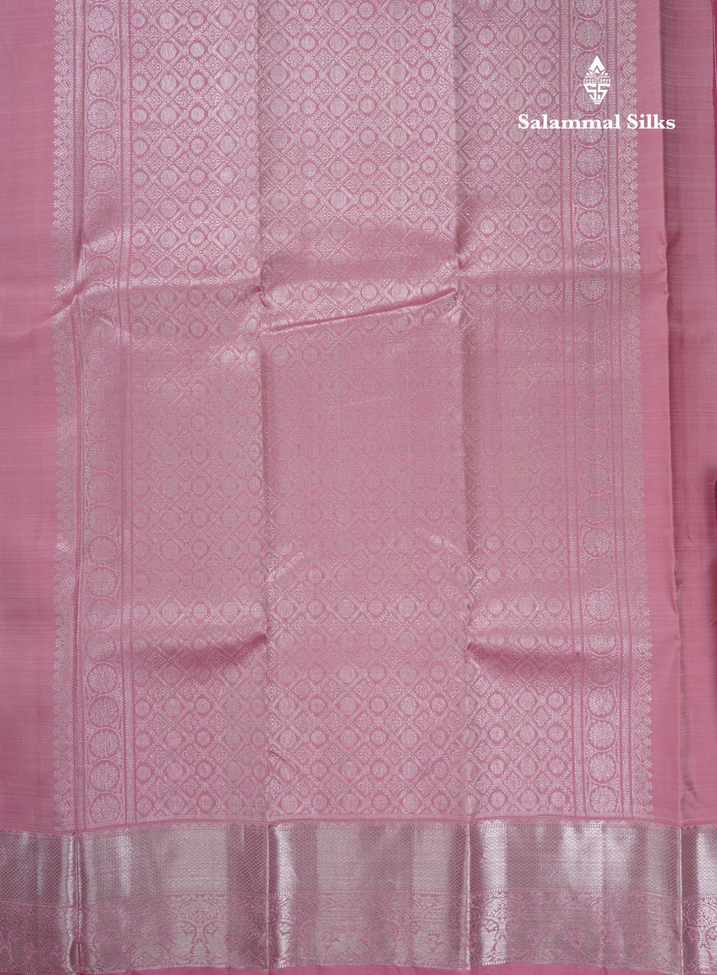Baby Pink Pure Kanjivaram Silk Saree With Traditional Evening Morning Border