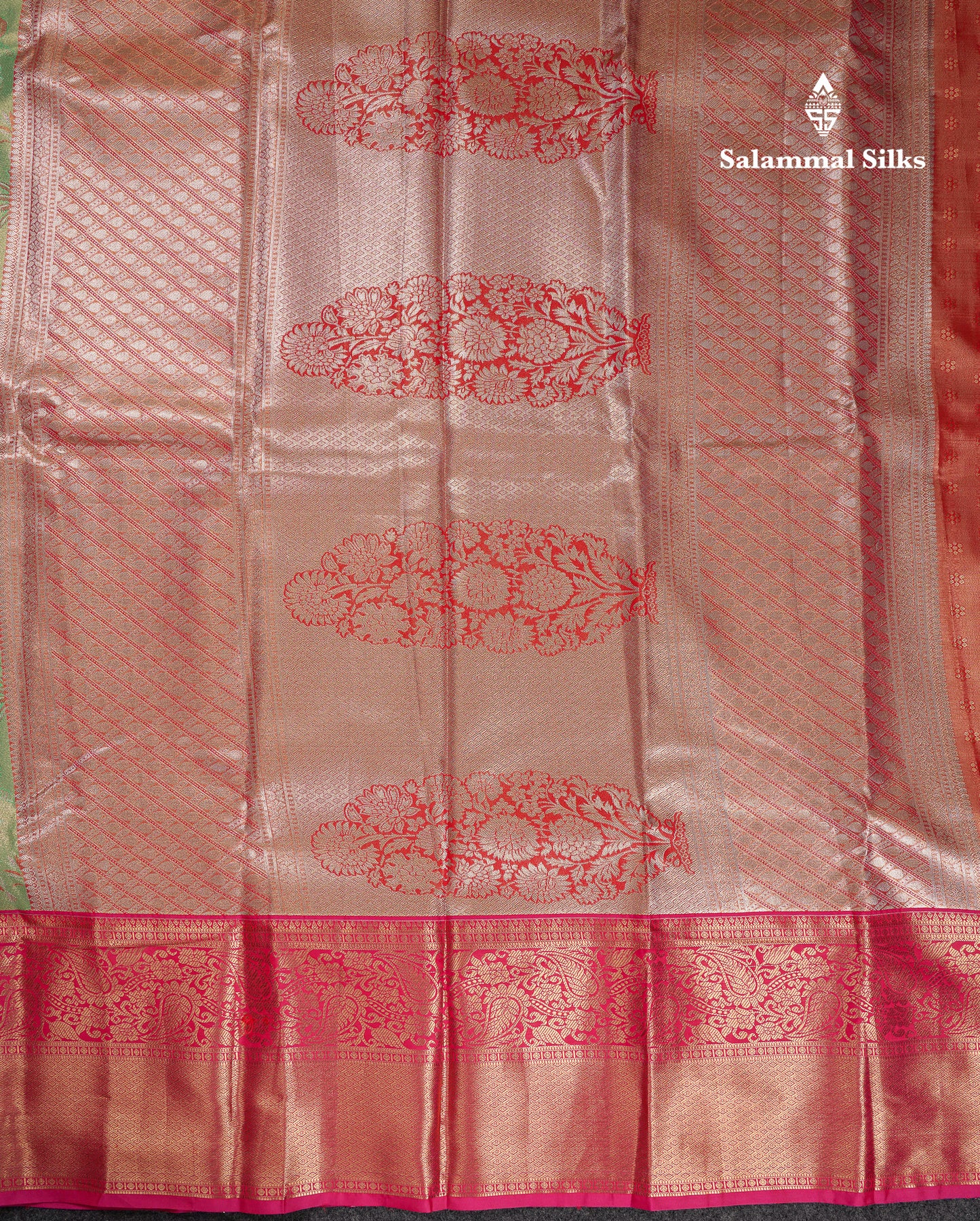 Beautiful Light Green Tissue Semi Silk Saree With Contrast Pink Traditional Evening Morning Border