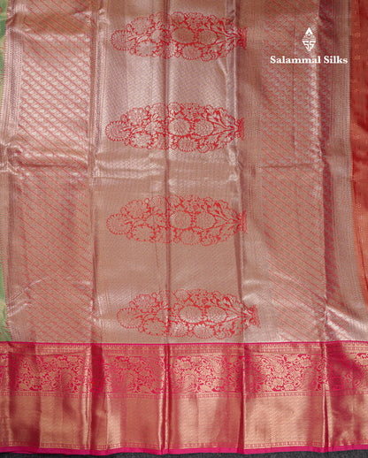 Beautiful Light Green Tissue Semi Silk Saree With Contrast Pink Traditional Evening Morning Border