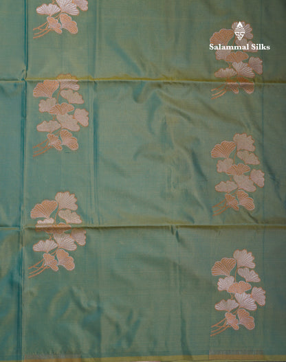 Beautiful Peacock Blue Silver And Gold Zari Meena Work Buttas Semi Soft Silk Saree With Contrast Purple Blouse