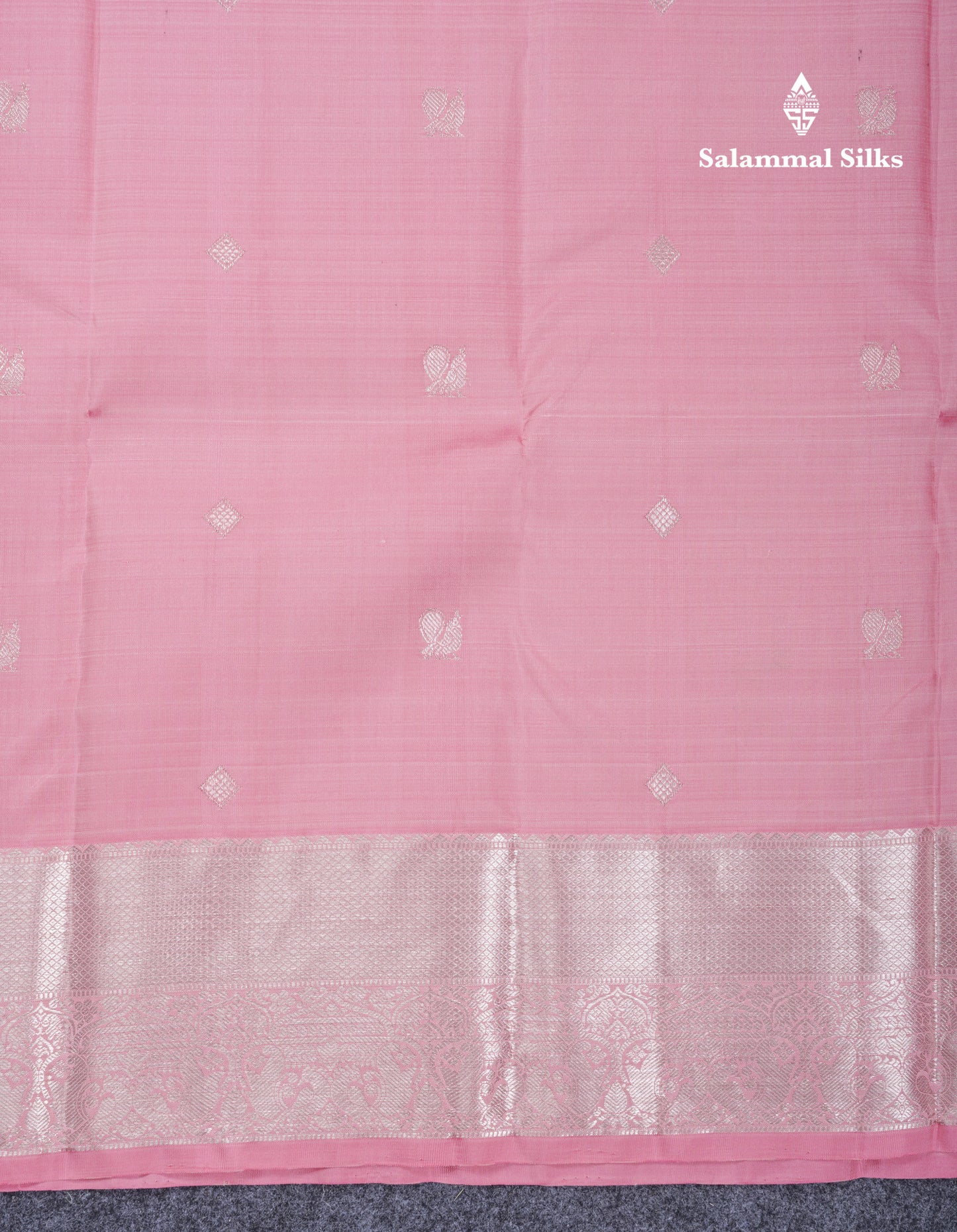 Baby Pink Pure Kanjivaram Silk Saree With Traditional Evening Morning Border